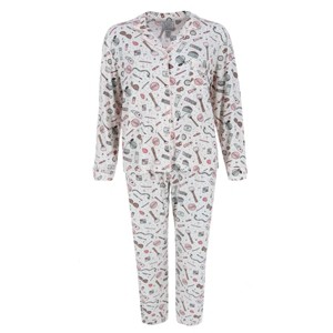 Mentally Exhausted Women's Make Up Print Pajama Set - 1 of 4