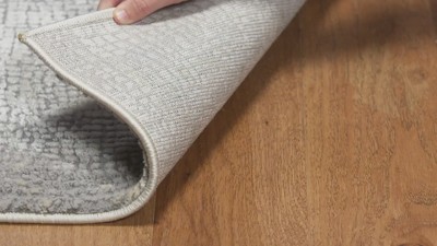 Abstract Gray Hand-Knotted Easy Care Synthetic Area Rug