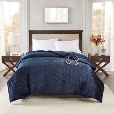 Plush Heated Blanket Pinsonic Quilt Super Soft Electric Throw, Controller with 10 Hours Auto Shutoff and 20 Heat Level Setting