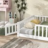 Whisen Twin Bed & Rubber Wood Floor Bed with Fence without Door, Multi - Functional Floor Bed for Kids' Sleep & Play - 4 of 4
