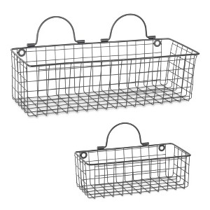 Asst Black Wire Wall Basket Set/2 - 1 of 4