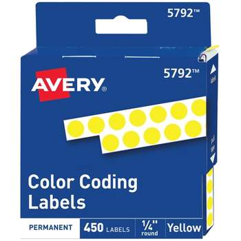 Avery Permanent Self-Adhesive Round Color-Coding Labels 1/4" dia Yellow 450/Pack 05792