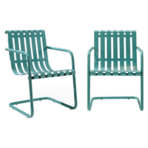 Gracie Stainless Steel Chair Set of 2 Blue Crosley