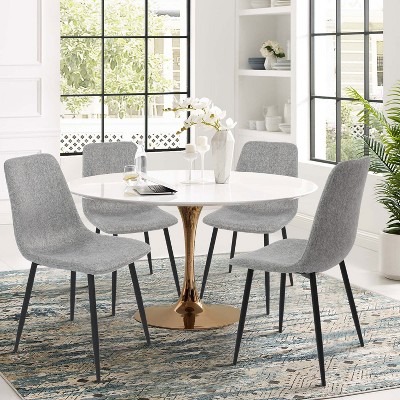 Bingo Dining Chairs Set of 4,Upholstered Dining Chair with Stainless Steel Metal Legs-Maison Boucle