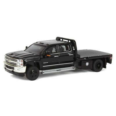 1/64 2018 Silverado 3500 Dually Flatbed Pickup Truck, Black, Exclusive 51583-A