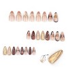 LOVELAY CREATIONS Medium Almond Brown Press-On Nails with 3D Flower Gold Texture - 2 of 4