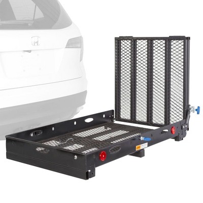 Silver Spring 48" x 28" Folding Steel Scooter/Wheelchair Carrier with Ramp & Hitch Mount, 500 lb. Load Capacity, Folds Against Back of Your Vehicle