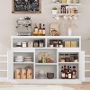 Fluted Sideboard Buffet Cabinet with Adjustable Shelves, Modern Credenza with 2 Enclose Storage Space, 4 Semi-Open Storage Cabinet - 2 of 4
