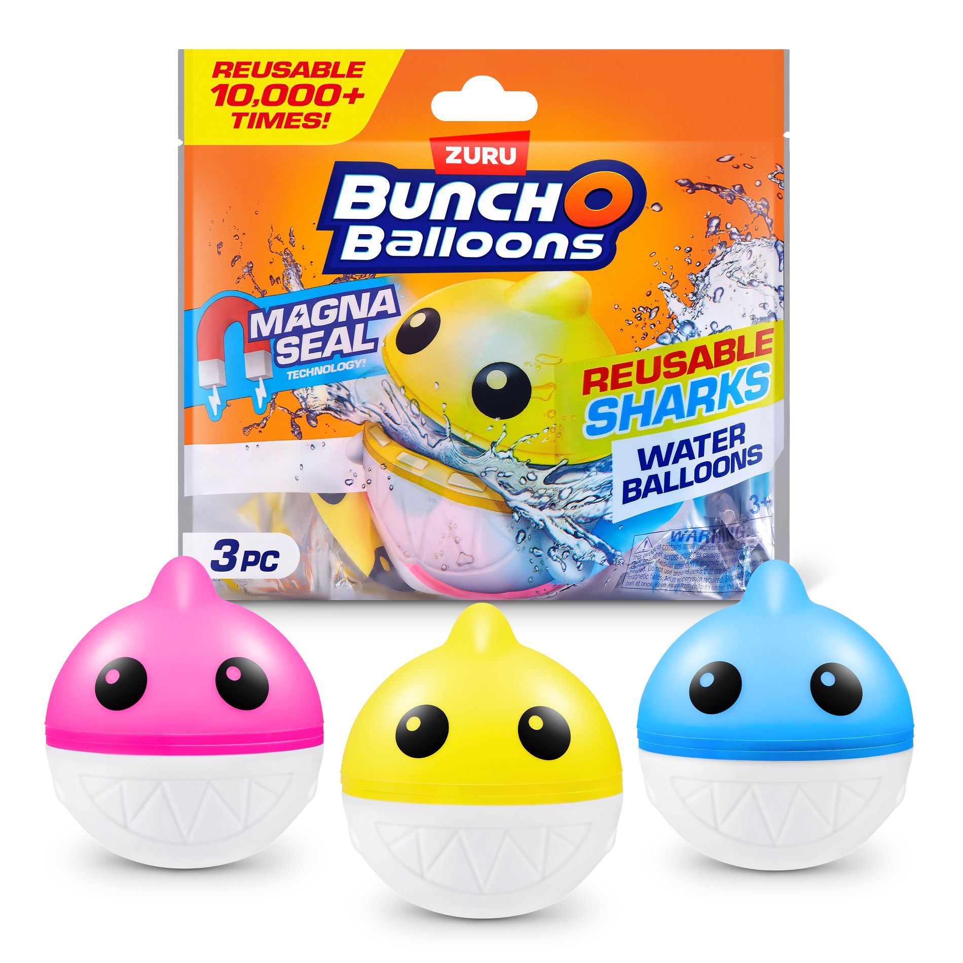 Bunch O Balloons Reusable Shark Printed Water Balloons Toys - 3pc