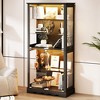 ChicFurnit 70.9" Height Display Cabinet with Glass Doors 5-Tier Lego Display Shelves with 3 Color Lights for Handicrafts Storage Cabinets, Black - 3 of 4