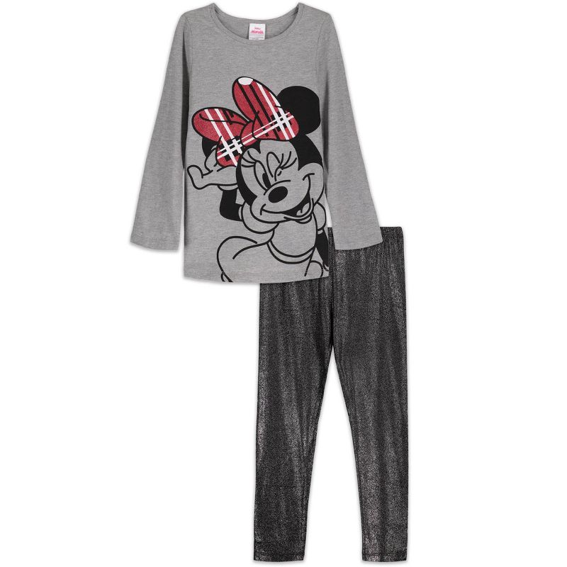 Disney Minnie Mouse Zip Up Vest Puffer T-Shirt and Leggings 3 Piece Outfit Set Infant to Big Kid, 5 of 8
