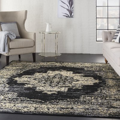 Elegant Black Medallion 8' x 10' Synthetic Area Rug