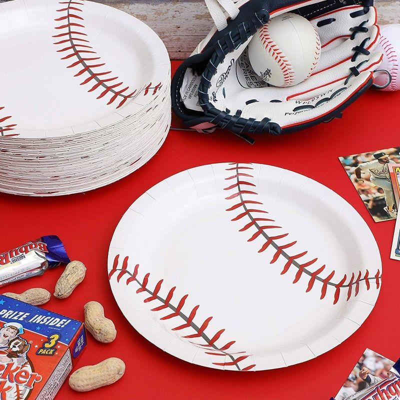 Blue Panda 80-Pack Baseball Paper Plates for Sports Theme Party, Game Day, End of Season Team Banquet, Kids Baseball Birthday Party Supplies, 9 In, 4 of 10