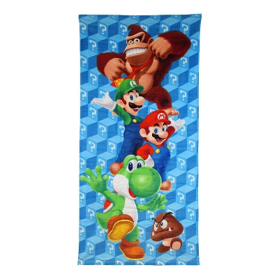 Mario Thanks for Playing Beach Towel Blue