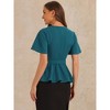 Allegra K Women's Round Neck Flutter Sleeve Belted Waist Office Peplum Blouse - 3 of 4