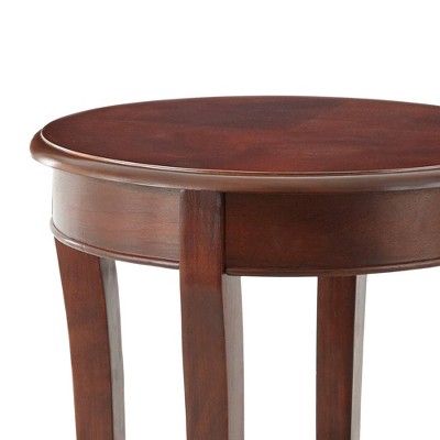 Cherry Brown Round Wood and Metal End Table