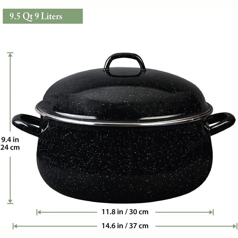Granite Ware 9.5 QT. Heavy Gauge Dutch Oven with Lid Speckled Black Stainless Steel Rim, 3 of 5