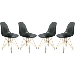 LeisureMod Cresco Modern Acrylic Dining Chairs (Set of 4) – Eiffel Gold Chrome Base, Stylish Accent Chairs for Contemporary Dining Rooms & Kitchens - 1 of 4