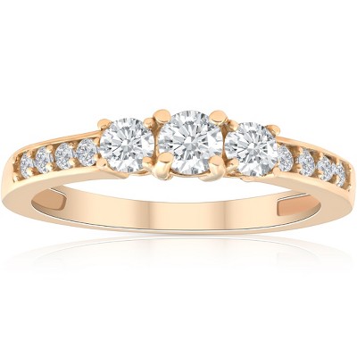 Pompeii3 1/2ct Diamond Three Stone Ring 14K Yellow Gold