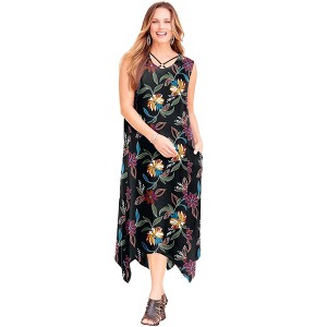 Catherines Women's Plus Size Anywear Reversible Crisscross V-Neck Maxi Dress - 1 of 4
