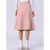 INSPIRE CHIC Women's Casual Solid Faux Suede Pockets Stretch A-line Midi Skirt with Belt - 4 of 4