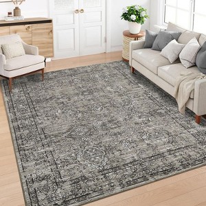Coolmee Area Rug Washable Rug Non Slip Non Shedding Rugs Low Pile Floral Printed Foldable Carpet for Bedroom Office - 1 of 4