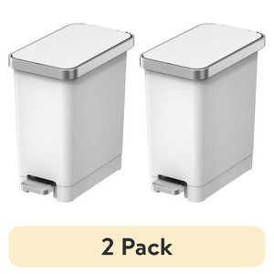 LunaLulinlk White (2-pack) 2.5-gallon plastic step-style trash can for bedroom, bathroom and office - 1 of 4