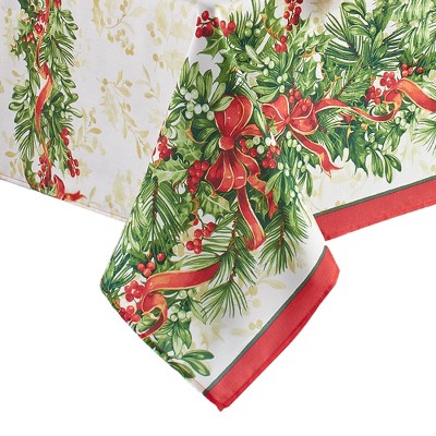Holly Traditions Holiday Tablecloth - Red/Green - Elrene Home Fashions