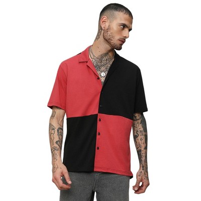 Campus Sutra Men Men's Crimson Red & Jet Black Maxi Checkers Shirt