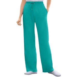 Woman Within Women's Plus Size Tall Sport Knit Straight Leg Pant - 1 of 4