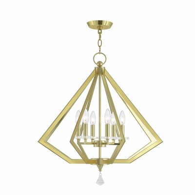 Livex Lighting Diamond 6 - Light Chandelier in  Polished Brass