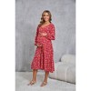 Maternity Women's Long Sleeve Button Front Midi Pregnancy Dress Red,S - 3 of 4