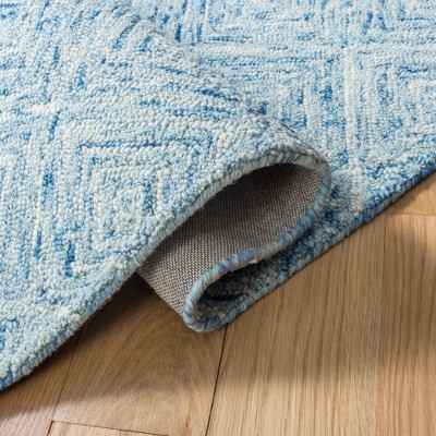 Hand-Tufted Boho Chic Blue Wool Rectangular Rug - 3' x 5'