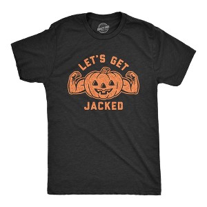 Mens Let's Get Jacked Tshirt Funny Halloween Pumpkin Jack-o-lantern Graphic Tee - Crazy Dog Men's T Shirt - 1 of 4