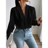 Spring Autumn Winter New European And American Style Long Sleeve V-Neck Solid Color Loose Shirt - 3 of 4