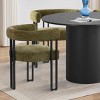 41.5" Dining Set for 4,Pedestal Round Dining Table with 4 Upholstered Chenille Dining Chair with Arm for Dining Room,Farmhouse-Tanpinhause - 3 of 4