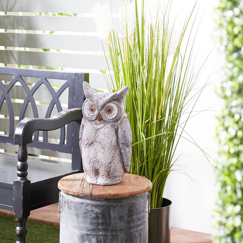 17&#34; x 9&#34; Magnesium Oxide Country Owl Garden Sculpture Gray - Olivia &#38; May, 3 of 8