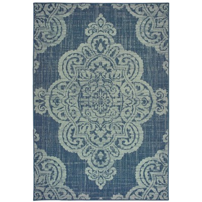 Oriental Weavers Marina 5929B Navy/ Grey Indoor/Outdoor Area Rug - 1'9" x 3'9"