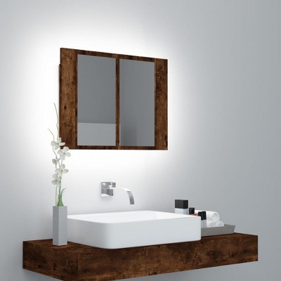 vidaXL LED Mirror Cabinet Smoked oak Engineered wood 23.6 x 4.7 x 17.7 in
