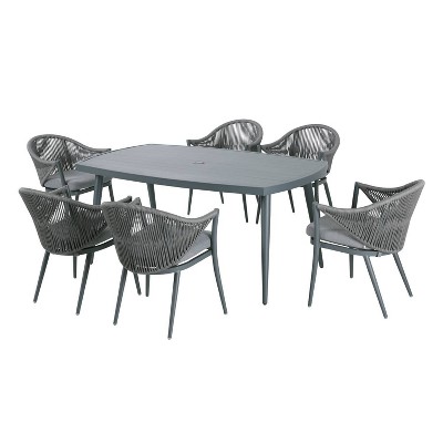 7pc Outdoor Aluminum Rope Dining Set Gray - Nuu Garden