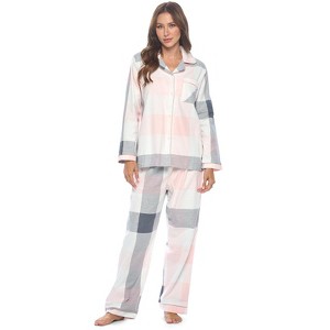 Casual Nights Women's Flannel Long Sleeve Button Down Pajama Set - 1 of 4