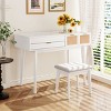 43.3'' Classic Wood Dresser Table with Flip-Top Mirror Makeup Vanity Set, Dressing Table with 3 Drawers, Storage Space & Stool – Cuddlewood - 2 of 4