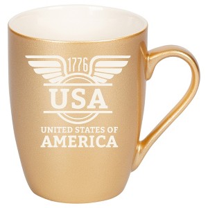 100 North United States of America 10 Ounce Vegas Gold Metallic Finish, Comfortably Fits Your Hands, New Bone China Coffee Tea Cup Mug, USA United - 1 of 1