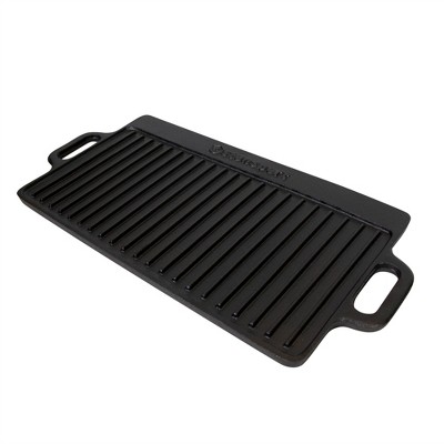 Large Black Cast Iron Reversible Griddle with Handles