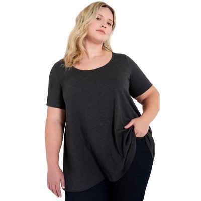 June + Vie by Roaman's Women's Plus Size Short-Sleeve Swing One + Only Tee