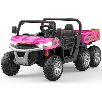 24V 2-Seater Ride On Dump Truck for Kids, 4WD 6-Wheel Electric Car with Parent Remote Control, Bluetooth Music & Dump Bed