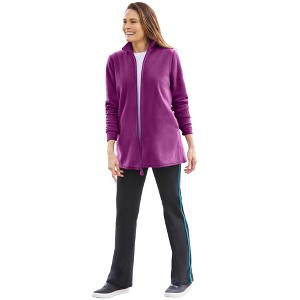 Woman Within Plus Size Zip-Front Microfleece Jacket - 1 of 4