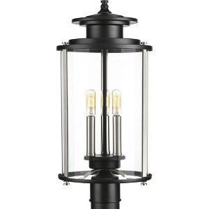 Progress Lighting, Squire Collection, 3-Light Post Lantern, Black Finish, Clear Glass Shade - 1 of 4