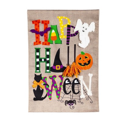 Evergreen Happy Halloween Garden Burlap Flag