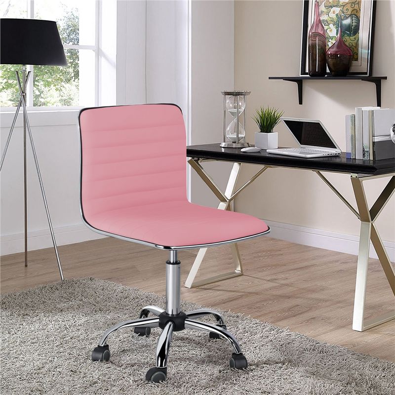 Yaheetech PU Leather Armless Office Chair Desk Chair with Wheels, 3 of 17
